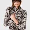 Trench-coat à ceinture en jacquard imprimé léopard nuage Trench-coat à ceinture en jacquard imprimé léopard nuage