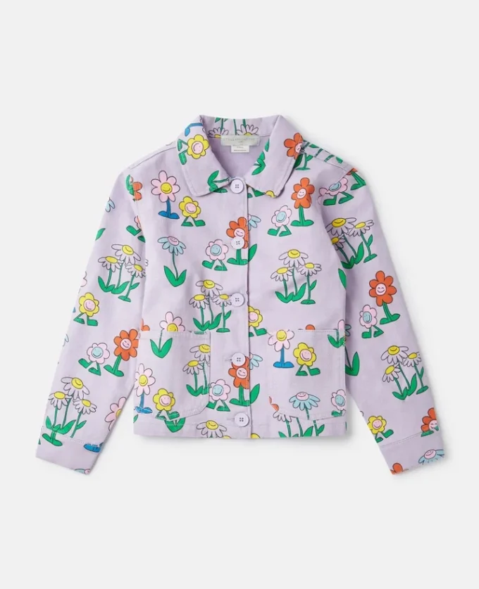 Veste à col imprimé fleurs Veste à col imprimé fleurs