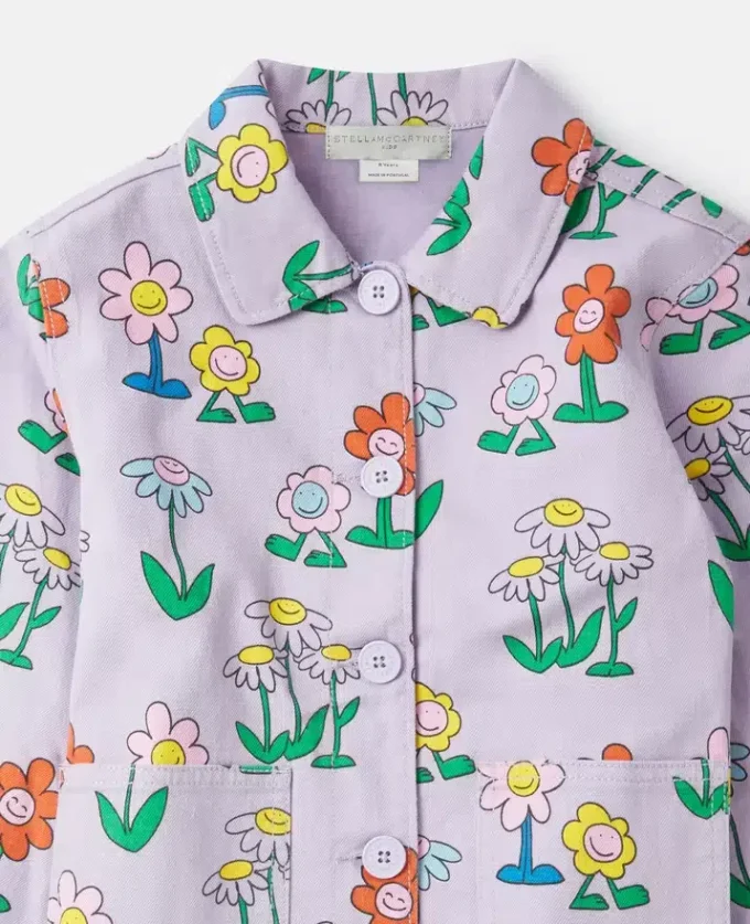 Veste à col imprimé fleurs Veste à col imprimé fleurs