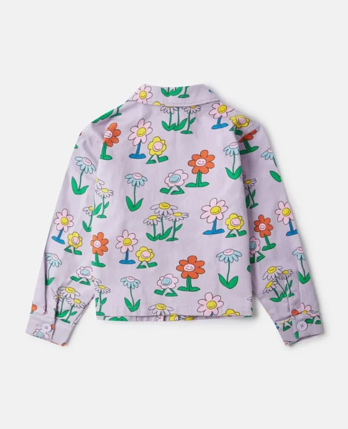 Veste à col imprimé fleurs Veste à col imprimé fleurs