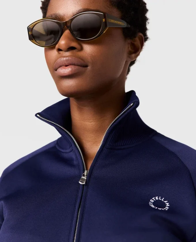 Veste de survêtement à col montant et double rayure Veste de survêtement à col montant et double rayure