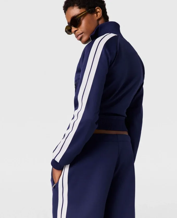 Veste de survêtement à col montant et double rayure Veste de survêtement à col montant et double rayure
