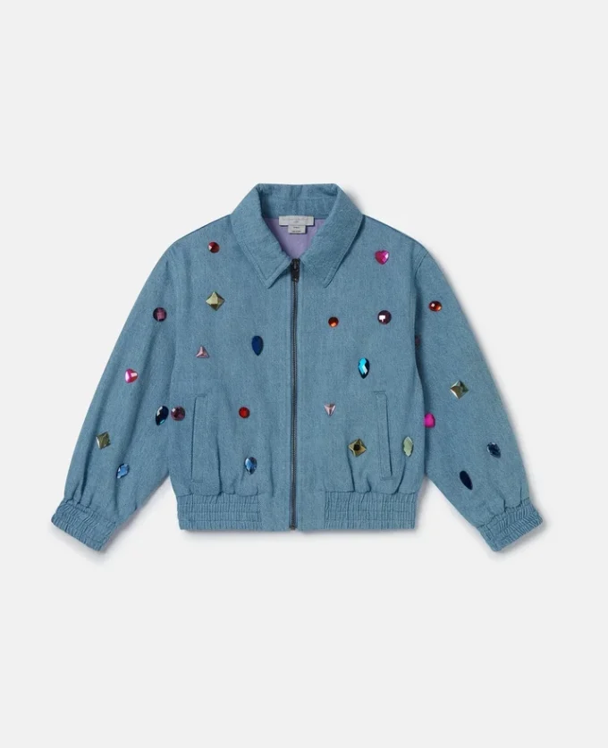 Veste en denim brodée de bijoux