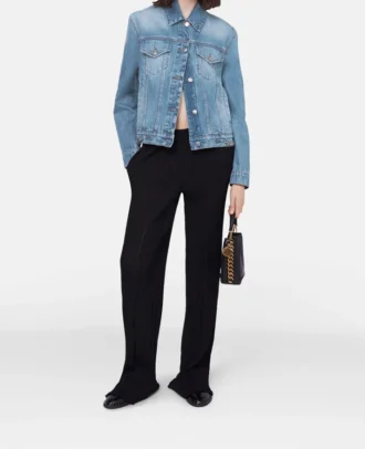 Veste en denim délavé clair à chaîne Falabella