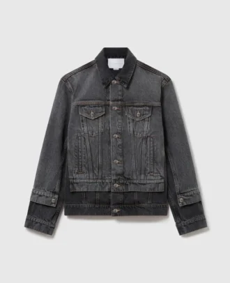 Veste en denim à empiècements ton sur ton