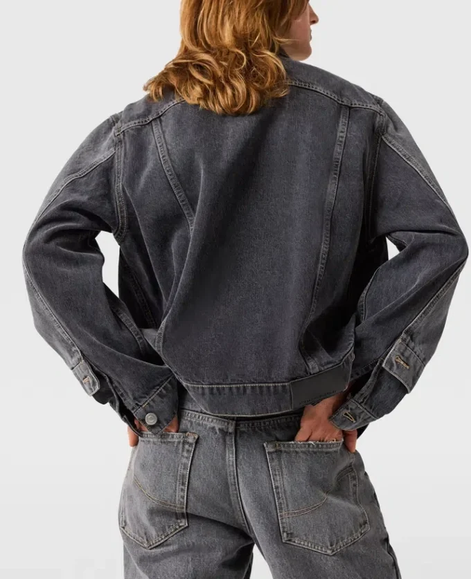 Veste en denim à empiècements ton sur ton Veste en denim à empiècements ton sur ton