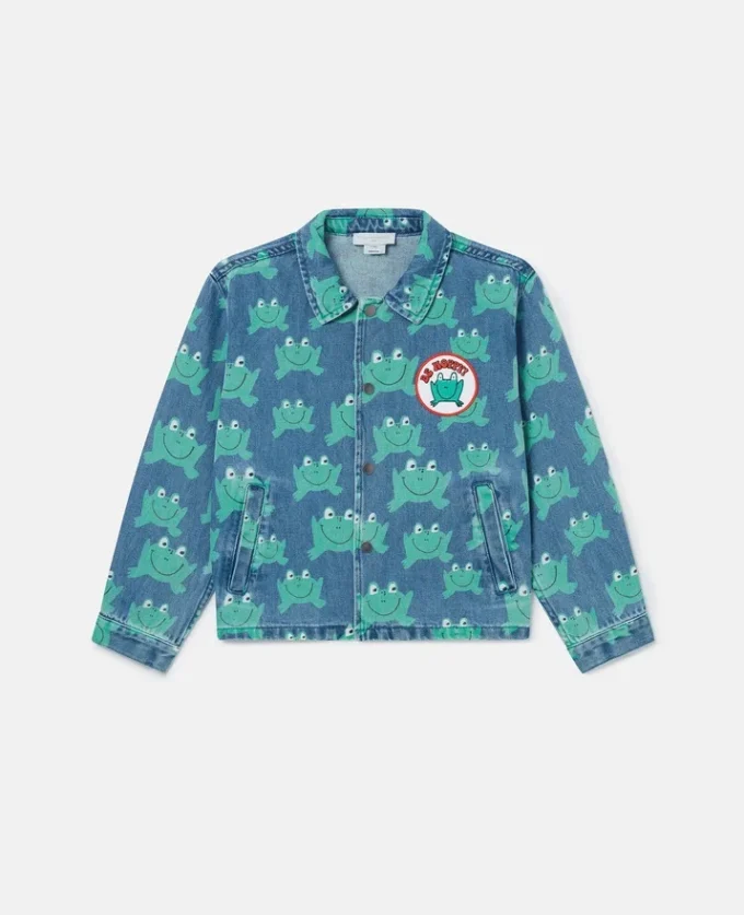 Veste en denim imprimée grenouilles Veste en denim imprimée grenouilles