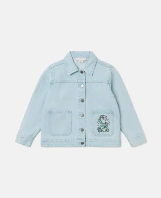 Veste en jean brodée de fleurs