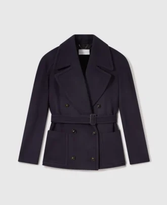 Veste peacoat courte à ceinture