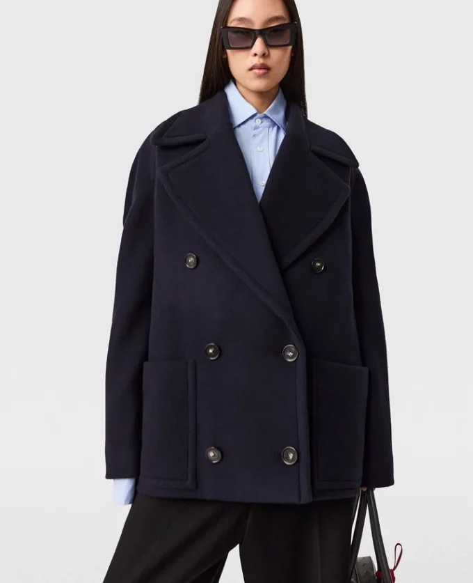 Veste peacoat courte à ceinture Veste peacoat courte à ceinture