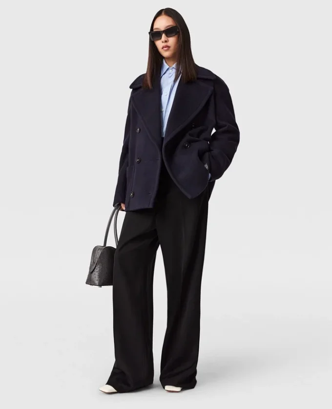 Veste peacoat courte à ceinture Veste peacoat courte à ceinture