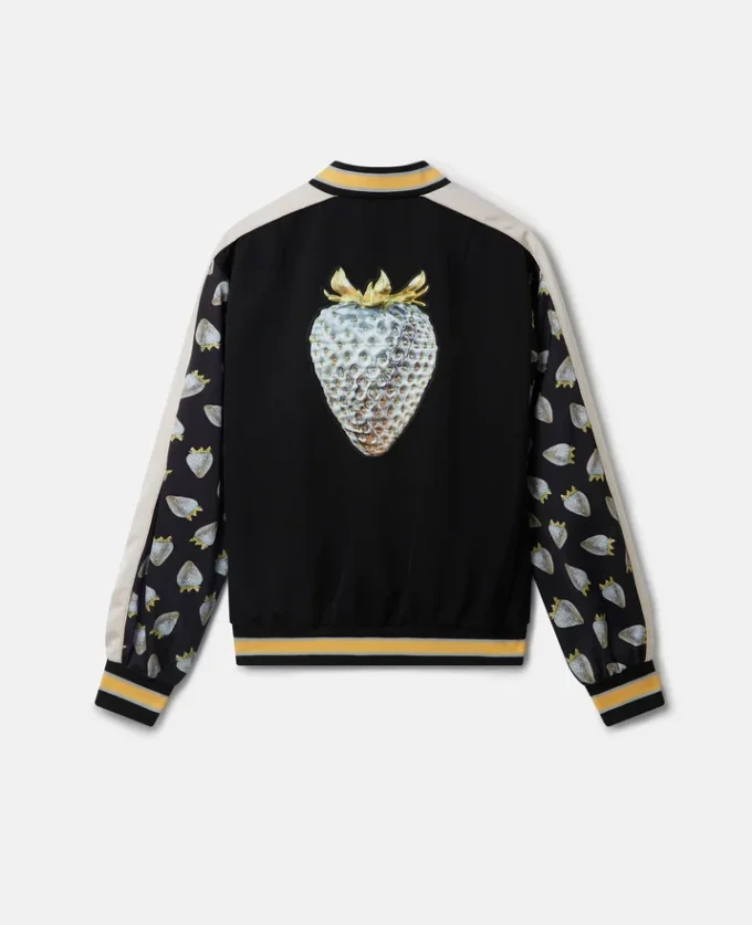 Veste souvenir imprimée fraise d’inspiration traditionnelle Veste souvenir imprimée fraise d’inspiration traditionnelle