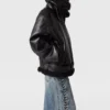 Veste vegan en peau lainée avec ceinture Veste vegan en peau lainée avec ceinture