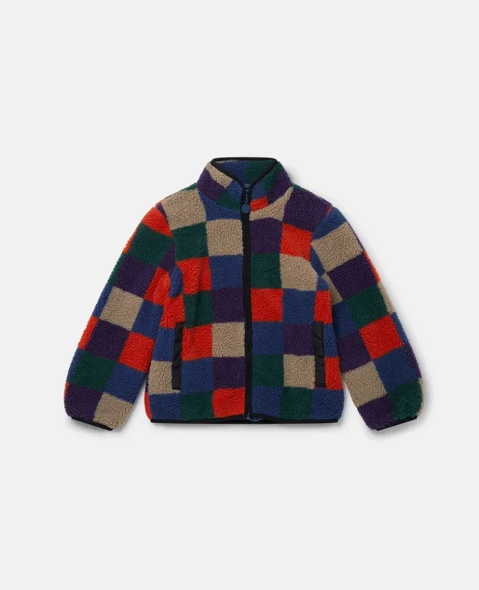Veste zippée en molleton à carreaux