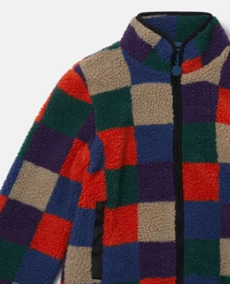Veste zippée en molleton à carreaux