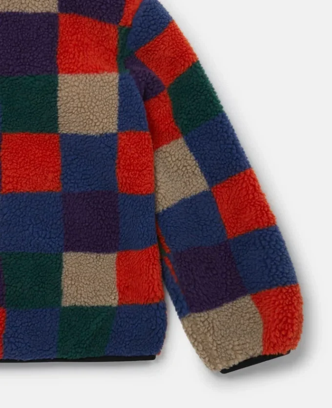 Veste zippée en molleton à carreaux